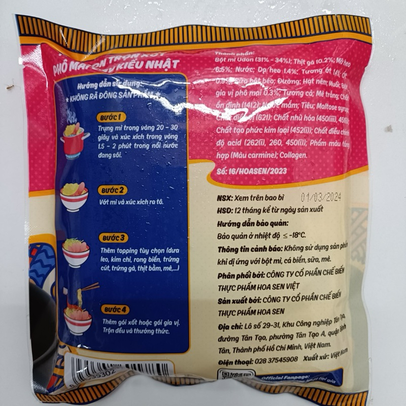 Mì trộn Udon kiểu nhật gói 160g (giao tphcm)