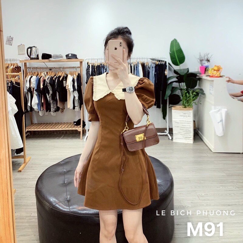 Đầm suông nữ cổ sen bèo dáng suông kate lụa M91