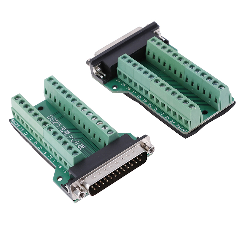 DB25 D-SUB Female 25Pin Plug Breakout PCB Board 2 Row Terminals ...