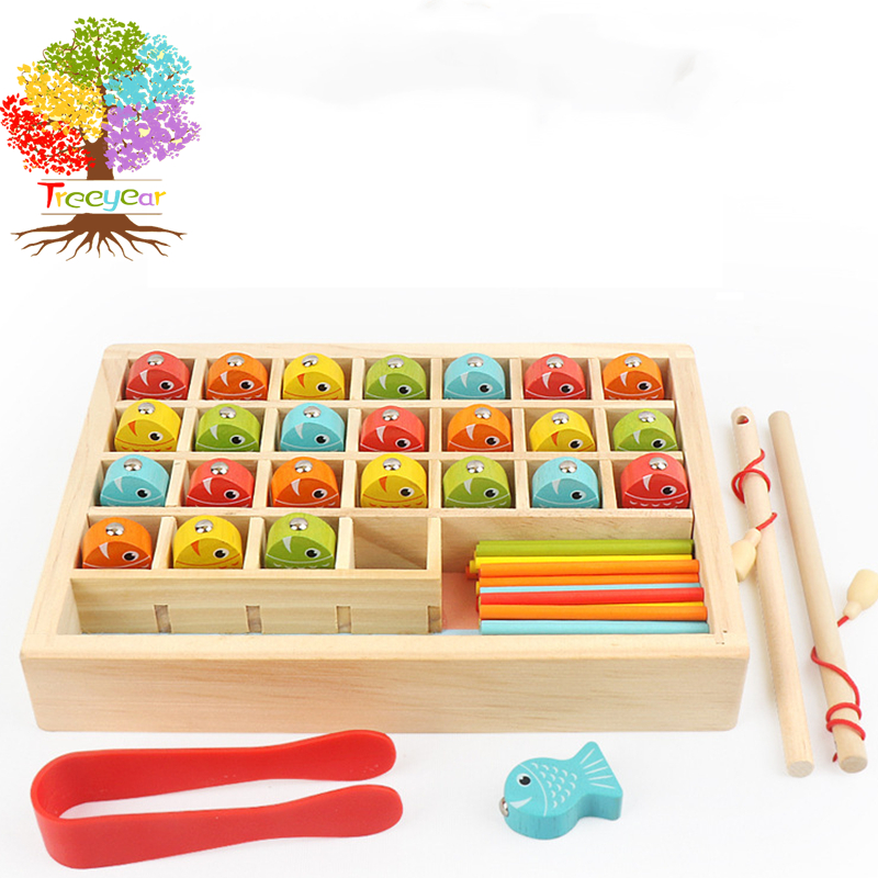 Treeyear Wooden Magnetic Fishing Math Game, Montessori Toys
