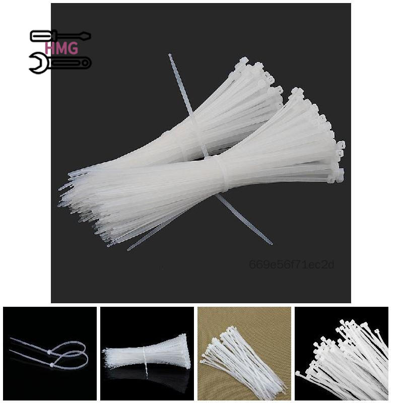 Handmong 100pcs Self Locking Nylon Ties Strong Durable Powerful Lock Tie Wraps Suitable for Indoor Wire Tying HMG-MY