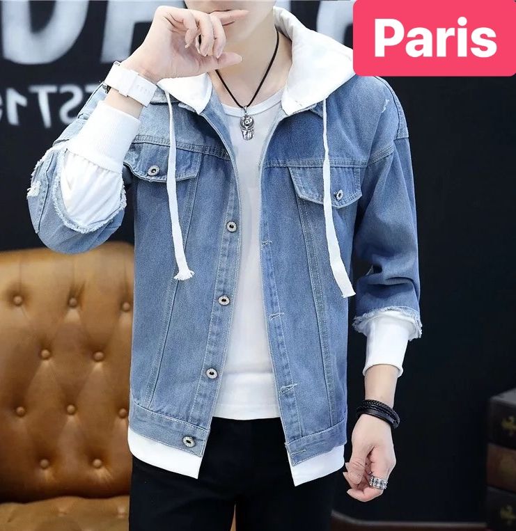 ÁO KHOÁC JEAN NAM CHẤT BÒ ĐEN XANH ĐỎ NÓN NỈ HOT TREND HÀN QUỐC MỚI NHẤT 2022 CAO CẤP - PARIS FASHION