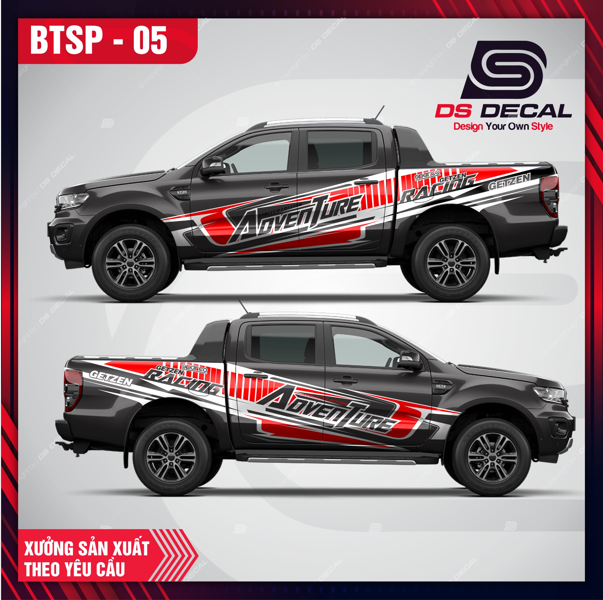 Tem dán xe ô tô ford ranger - 05, sticker trang trí xe ô tô, decal dán ô tô pvc chống nước - dsdecal
