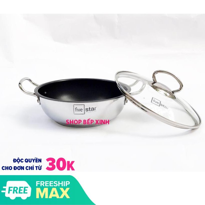 [HCM]Nồi chống dính kho cá 3 đáy từ inox 430 Fivestar standard nắp kính 18cm / 20cm / 22cm ( tặng 1 vá canh )- hàng chính hãng , bảo hành 5 năm