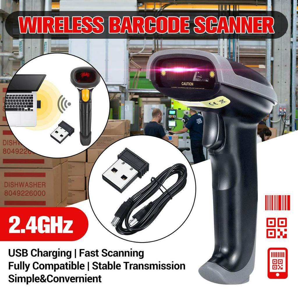 DC5V 2.4G Wireless Wired Barcode Scanner Handheld Scanning Bar Code Reader 80-150 Meters Wireless Transfer Distance 2 in 1