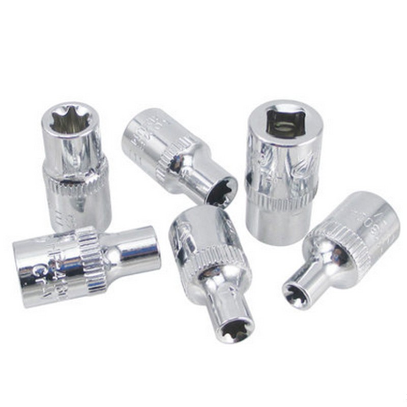 HOMETOOL Versatile 6 Piece E4 E5 E6 E7 E8 E10 Torx Star Female Bit E Socket Set