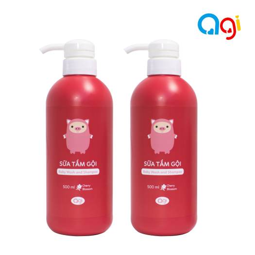 Sữa tắm gội Agi toàn thân cho bé 500 ml hương Hoa Anh Đào - dau goi dau cho tre