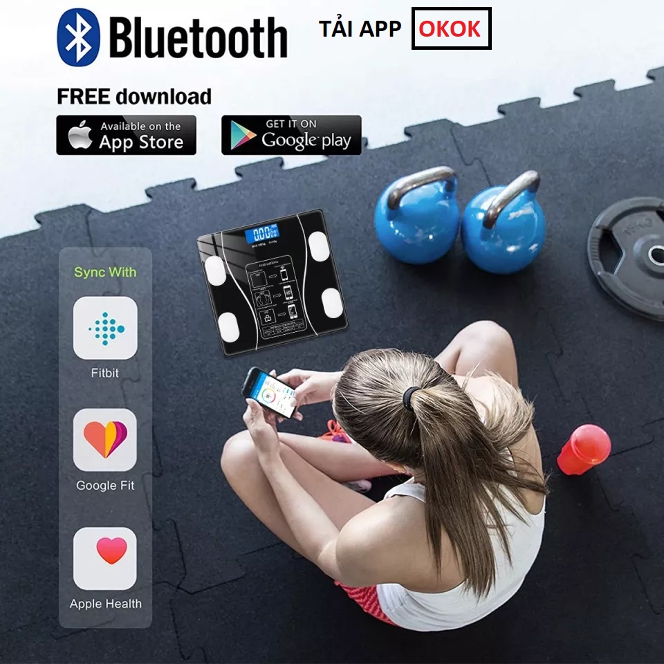 Cân Sức Khỏe  đa năng kết nối  Bluetooth Thông Minh Xài Pin Sạc - Cân Sức Khỏe Điện Tử Kết Nối Bluetooth Thông Minh Phân Tích Lượng Mỡ Cơ Thể Dùng Sạc Usb Trọng Lượng Tối Đa 180kg  - phụ kiện chăm soc sức khỏe -