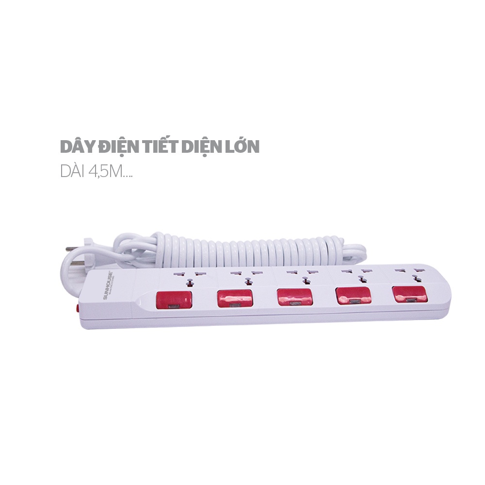 Ổ cắm điện đa năng SUNHOUSE- SHE-OC1-5RD