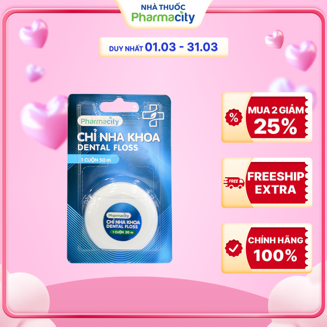 Chỉ nha khoa Pharmacity (cuộn 50m/hộp)