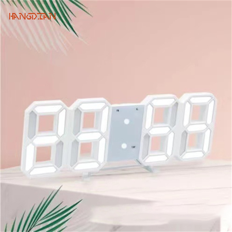 Desktop clock, 3D luminous digital clock, wall-mounted voice-activated silent alarm clock, intelligent light sensitive