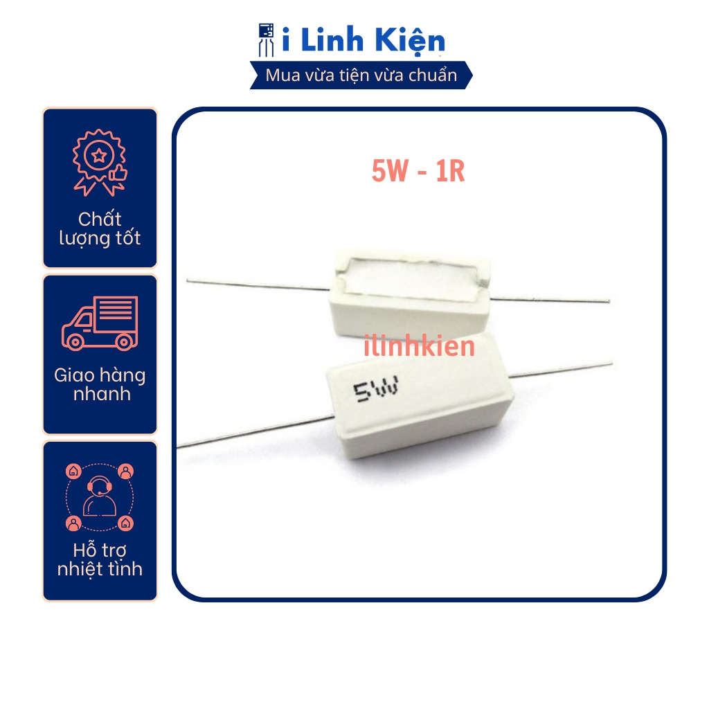 Điện trở sứ 5w 1r 5% chất lượng tốt