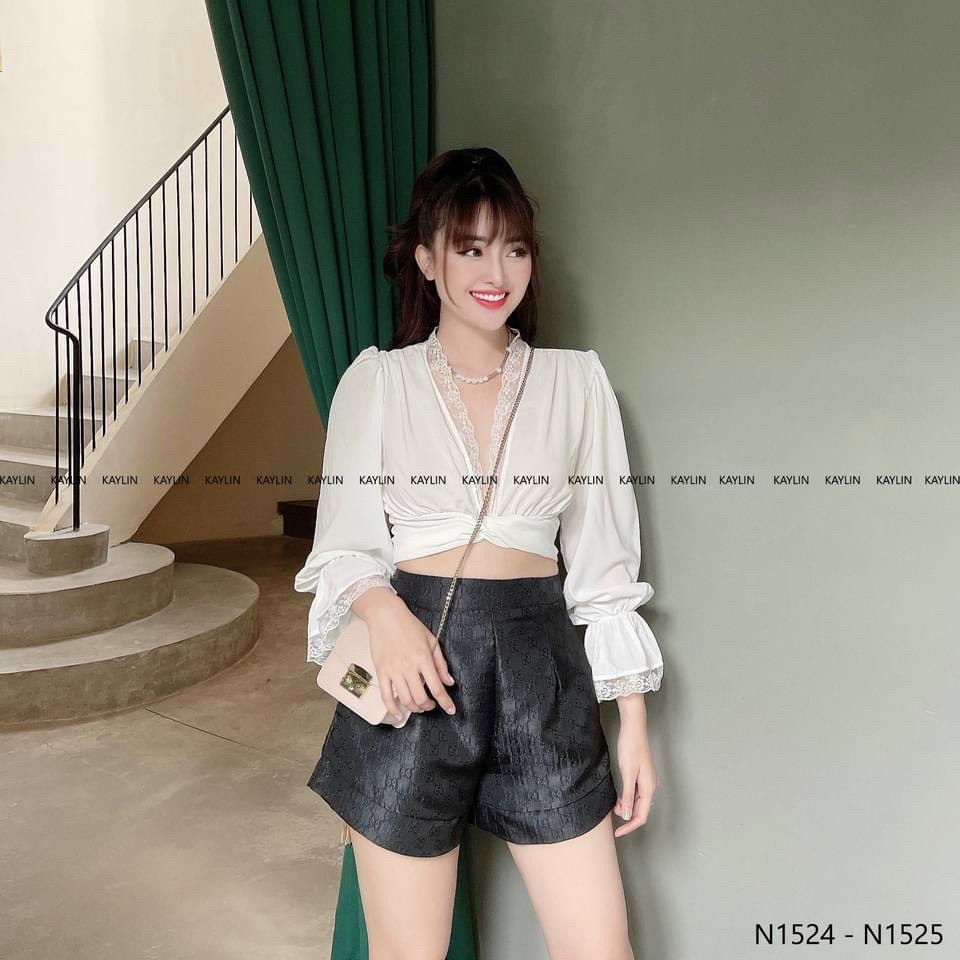 Áo Voan phối Ren cột nơ dễ Phối đồ,Áo Kiểu cột nơ,LY STORE