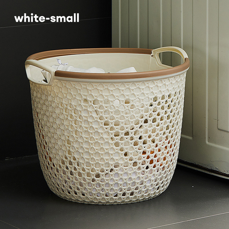 Dirty clothes basket Handheld dirty laundry basket Japanese style Waterproof dirty clothes storage basket Large hollow dirty laundry basket Clothes basket made of plastic material