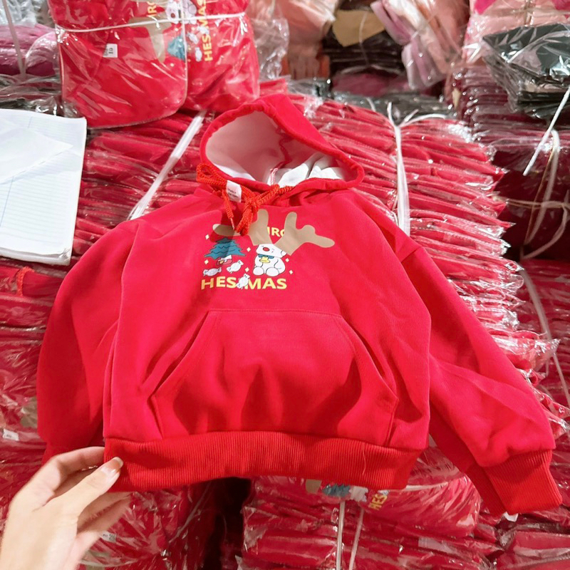 Áo nỉ hoodie noel cho bé