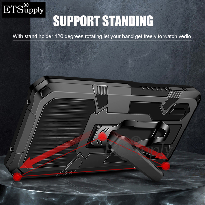 Phone case Vivo Y28S Y03 Y18 Shockproof Armor Stand Holder with Metal Clip Mountaineering Back cover Vivo Y03 Y18 Y28S case.