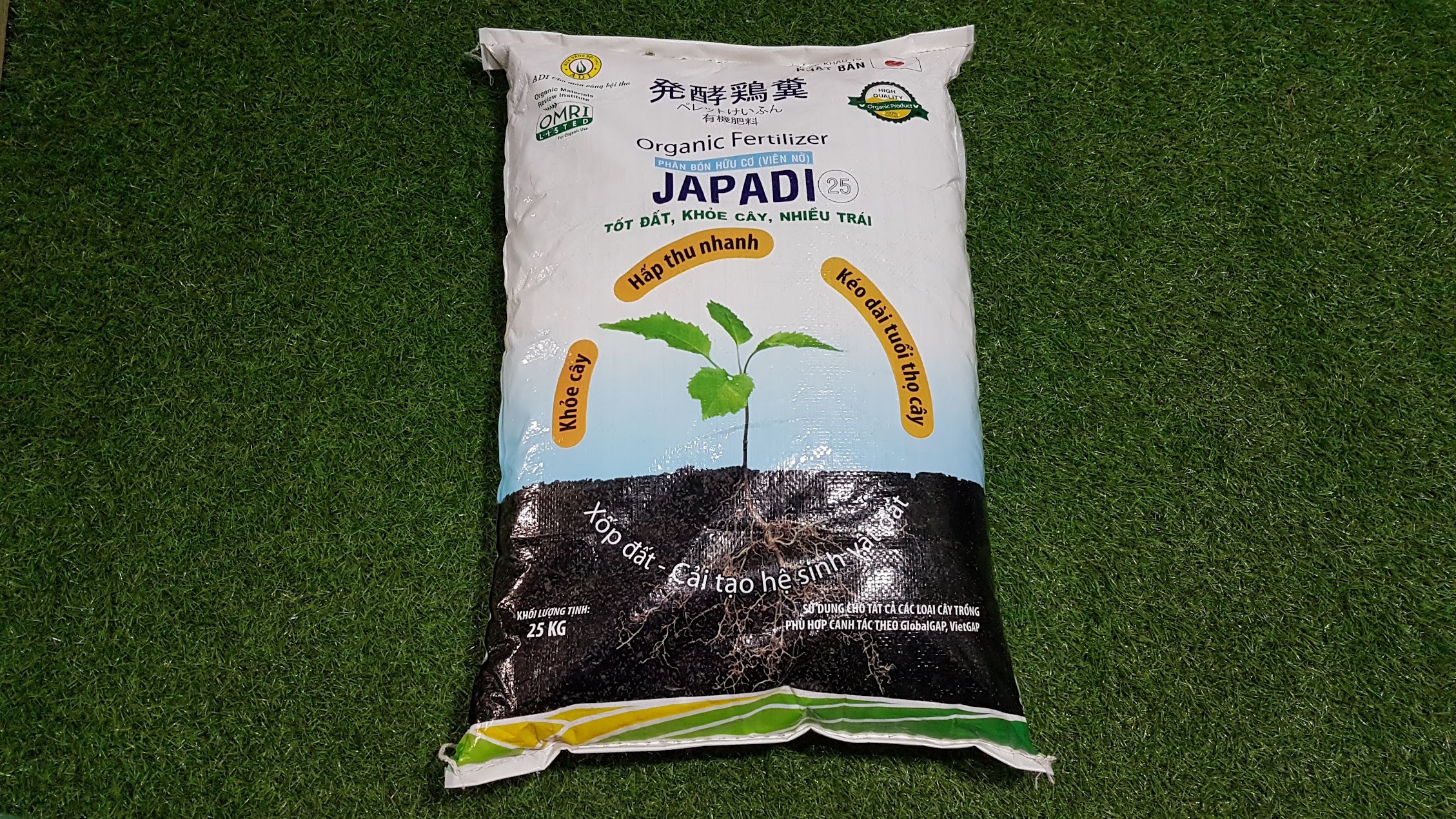 Phân gà hữu cơ viên nở japadi 25 tốt đất khoẻ cây bao 25kg