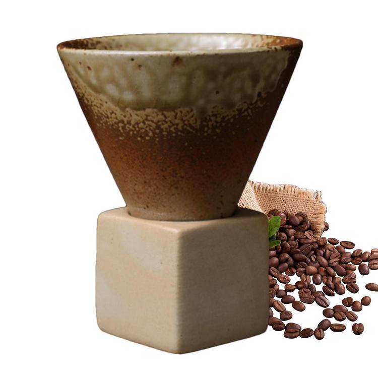 Coarse Ceramic Coffee Cup Ceramic Coffee Mug with Base Ceramic Mug with Base Creative Coffee Cup Funnel Coffee Tea Cup 200Ml/7 Oz Ceramic Cup Cone Shape Porcelain Mug Coarse fitting
