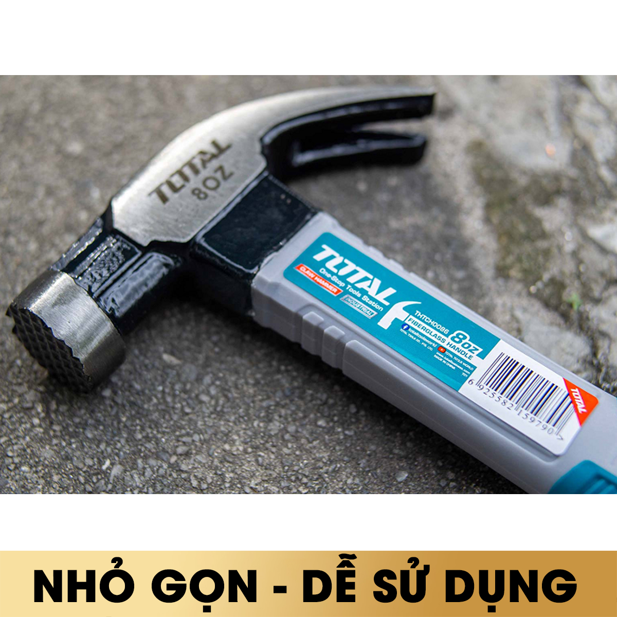 Búa nhổ đinh total thtch0086 8oz-16oz. búa đinh bằng thép carbon 45, đầu búa được tôi luyện chịu nhiệt. tay cầm total kiểu dáng mảnh, đầu búa khắc total - mosaco tools and home improvement