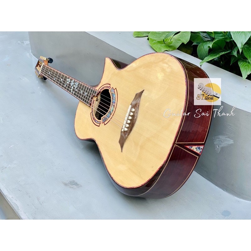 Đàn guitar custom cẩm ấn khảm xà cừ có lắp EQ ACF-5