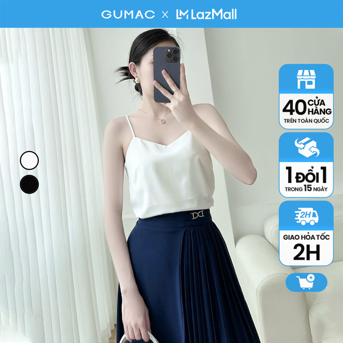 [SALE MẠNH] Áo 2 dây lụa B2 thời trang GUMAC BAE00016