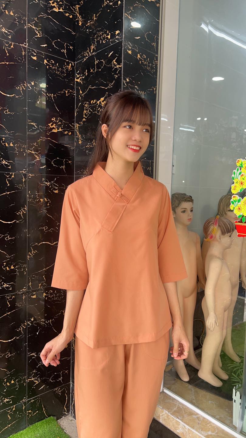 Đồ lam đi chùa - Cổ tim thắt nơ nhỏ