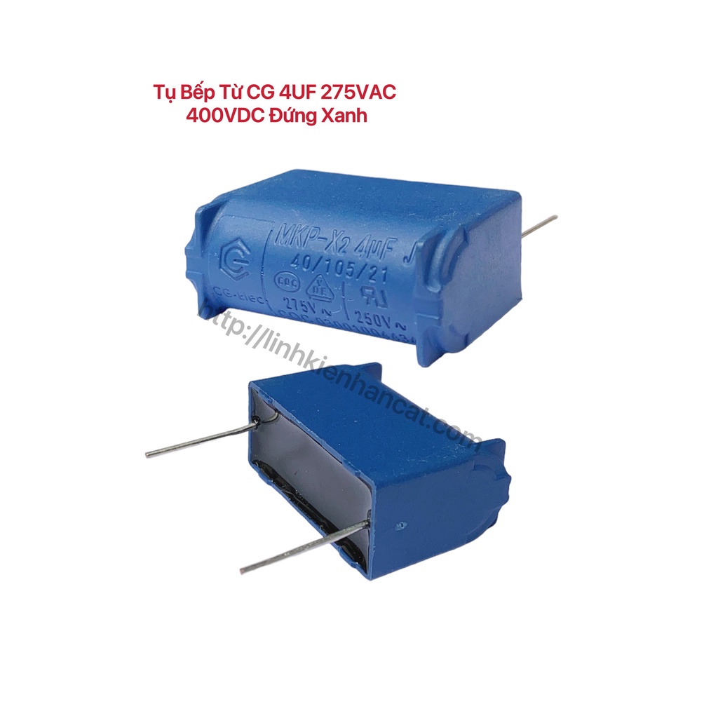 Tụ bếp từ cg 4uf 275vac 400vdc đứng xanh
