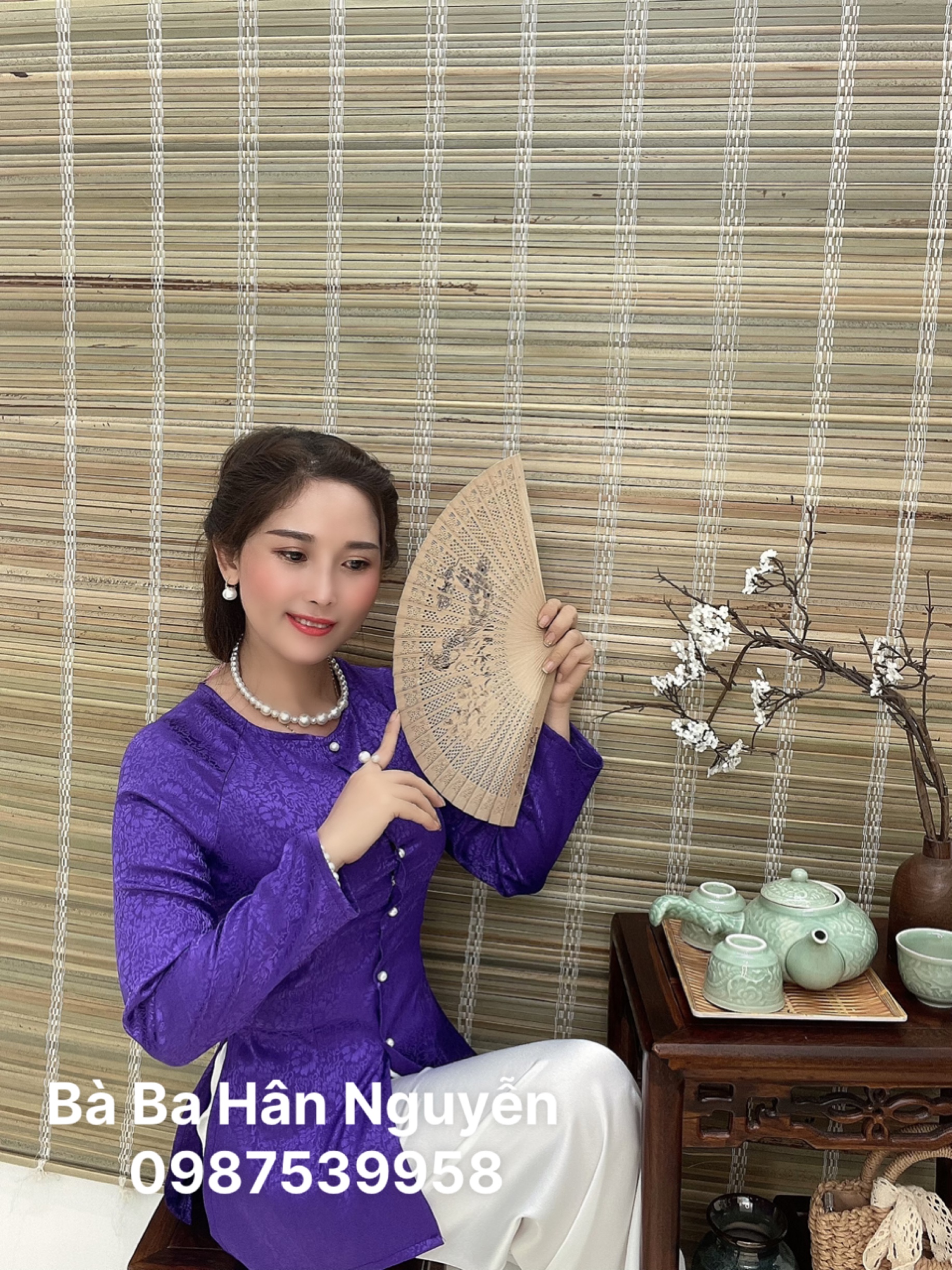 ÁO BÀ BA GẤM TÍM HUẾ CAO CẤP + QUẦN