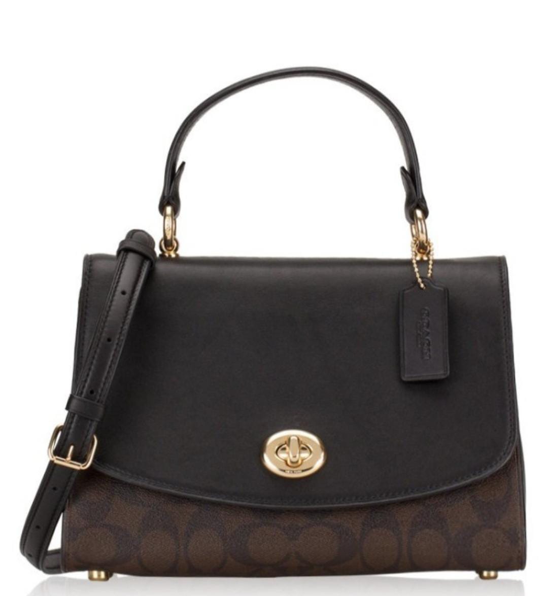 Coach Tilly Top Handle Satchel In Signature Canvas Brown Black