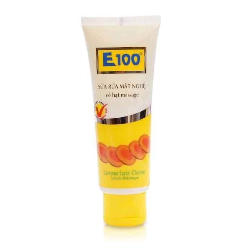 Sữa rửa mặt e100 nghệ hạt massage 100g
