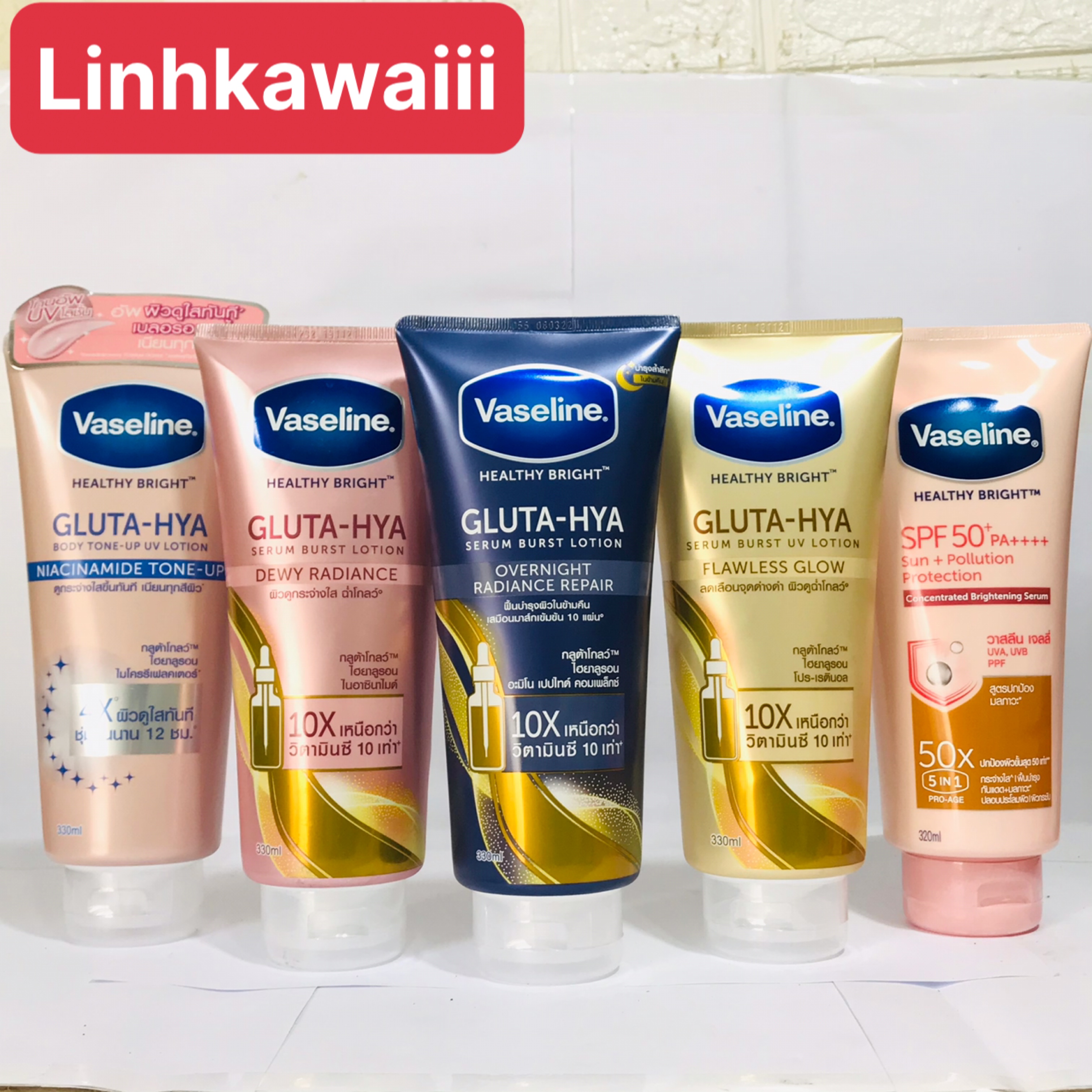 Sữa Dưỡng Thể Vaseline Healthy White dưỡng da ngày đêm 50x Gluta HYA Thái Lan
