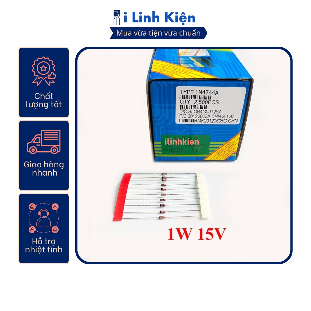 Diode zener 1W 15V 1N4744A 10 chiếc