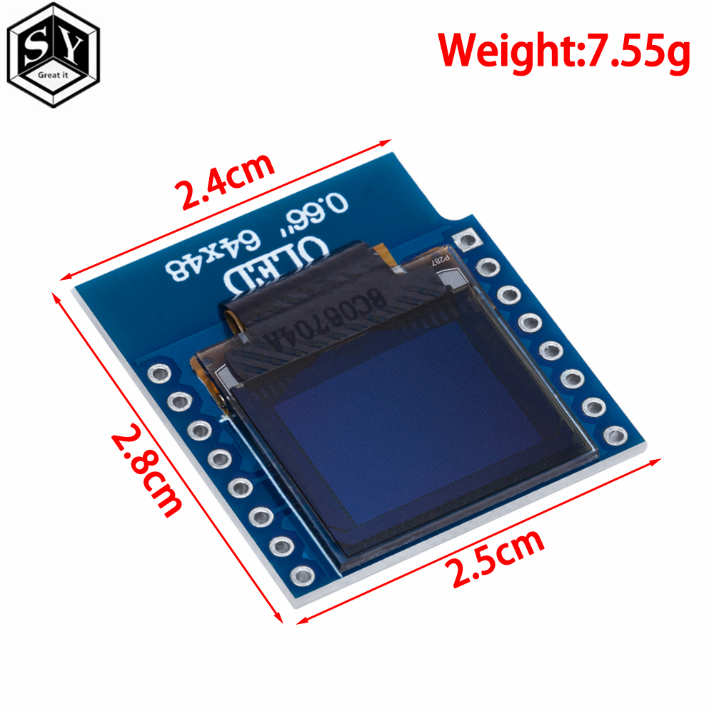 0.66 Inch Oled Display Module For Wemos D1 Mini Esp32 Module Arduino ...