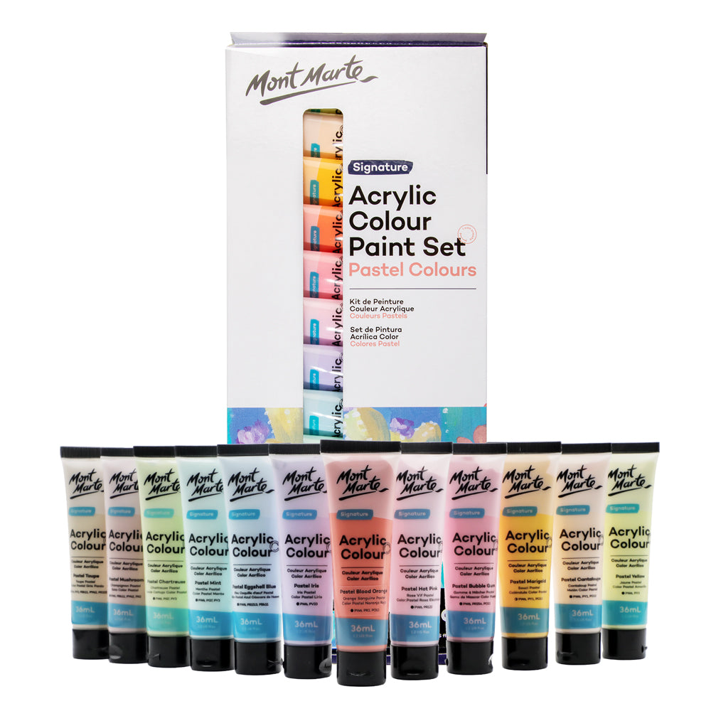 Mont Marte Acrylic Color Pastel Colors 12pc*36ml.