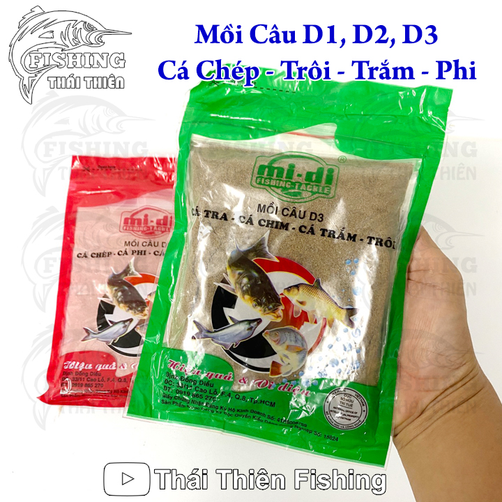 Mồi Câu D1, D2, D3 Cá Chép, Rô Phi, Trắm, Trôi, Tra, Trê, Chim
