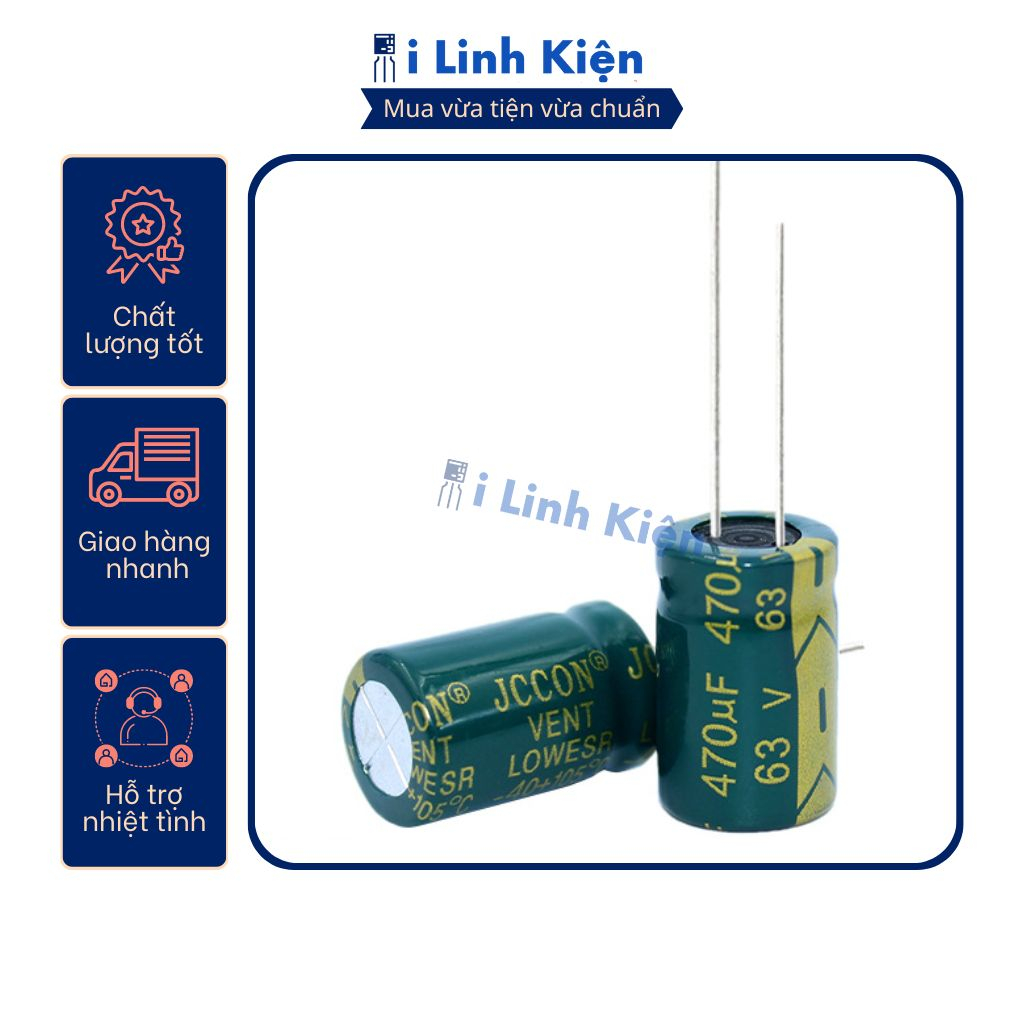 Tụ hóa 63v 470uf 13x21mm tần số cao chất lượng tốt.