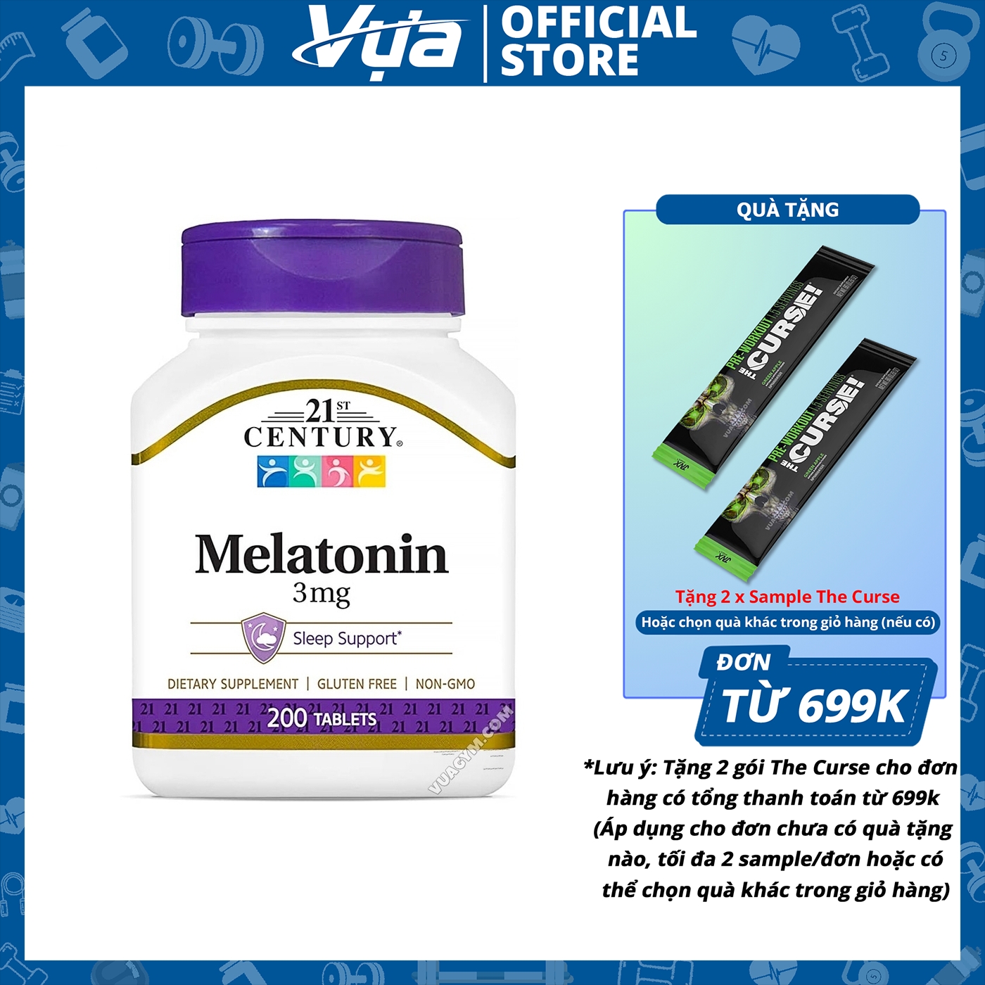 Viên uống 21st century - melatonin 3mg - hỗ trợ giấc ngủ, điều hòa giấc ngủ chính hãng