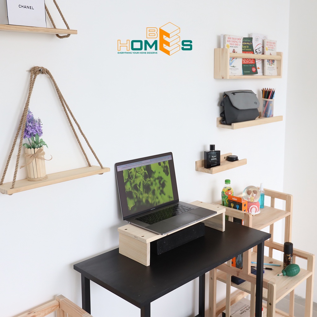 Kệ để bàn máy tính gỗ thông Behomes