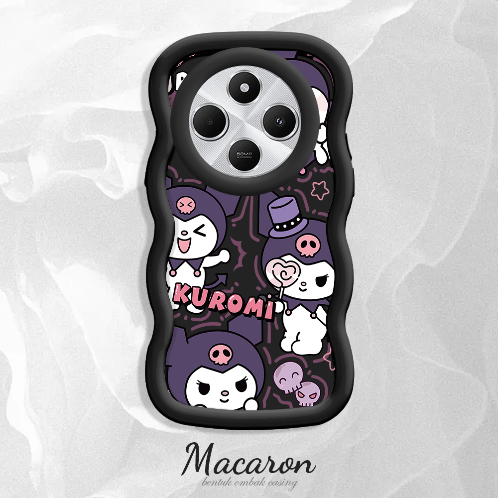 TA for Redmi 14C Back Cover Macaron Wave Soft Silicone Mobile Phone Cover Cartoon Kuromi Pattern Case.