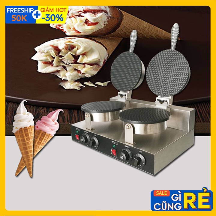 Máy làm bánh quế, làm vỏ bánh ốc quế công nghiệp đôi