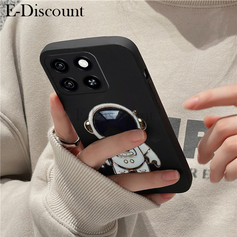 Cartoon Astronaut Stand Phone Case for ZTE Blade A35 A55 Smooth Dustproof Soft TPU Back Cover Design. 