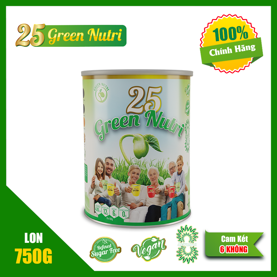 Nhập khẩu 100% Sữa hạt ngũ cốc 25 Green Nutri lon 750g