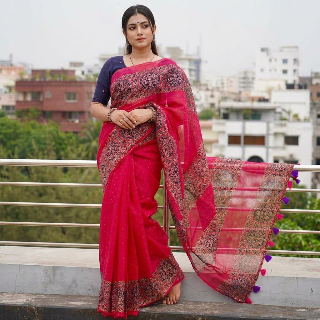 Exclusive Design Multicolor Skin Print Half Silk Saree For Women