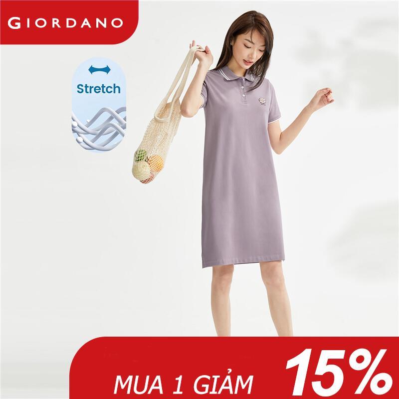 Giordano váy POLO nữ chất liệu Pique co giãn cổ tròn tay ngắn thêu hình con cừu dệt kim Free Shipping 13463238