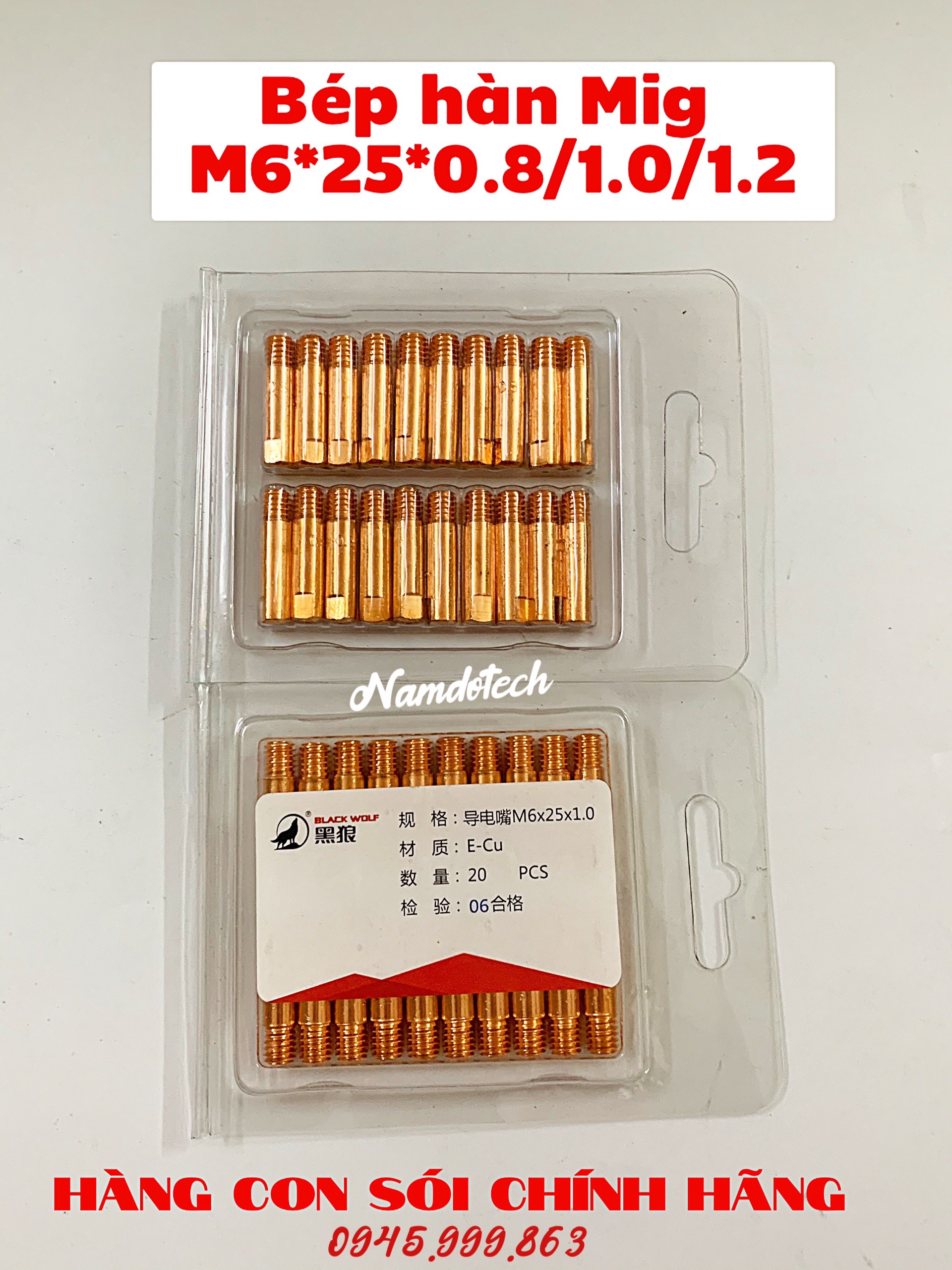Bép Hàn Mig Con Sói Chính Hãng M6*25*0.8/1.0/1.2