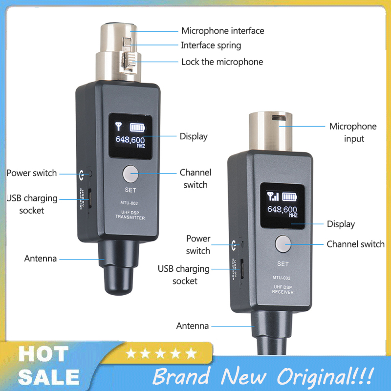 U3 Dynamic Microphone Wireless System PA System With Transmitter Receiver Plug-on Microphone Audio Mixer