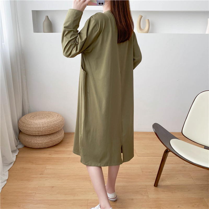 Pregnant Women Long Sleeve Nursing Dress Breastfeeding Autumn Clothes Loose For After Childbirth Wear Maternity Nursing Clothes. 