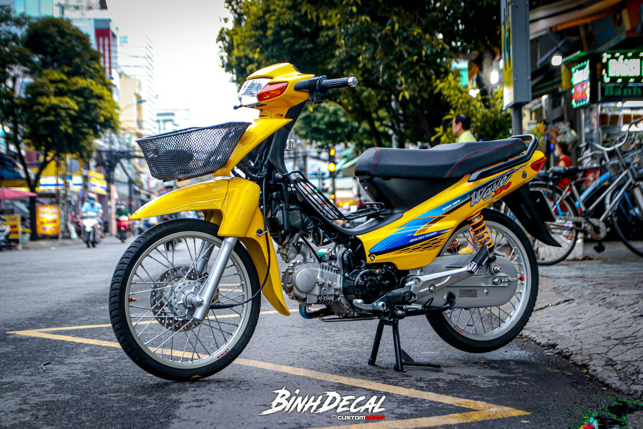 Tem rời Wave alpha vàng - mẫu móc xanh đơn giản nổi bật - tem in cao cấp không bay màu