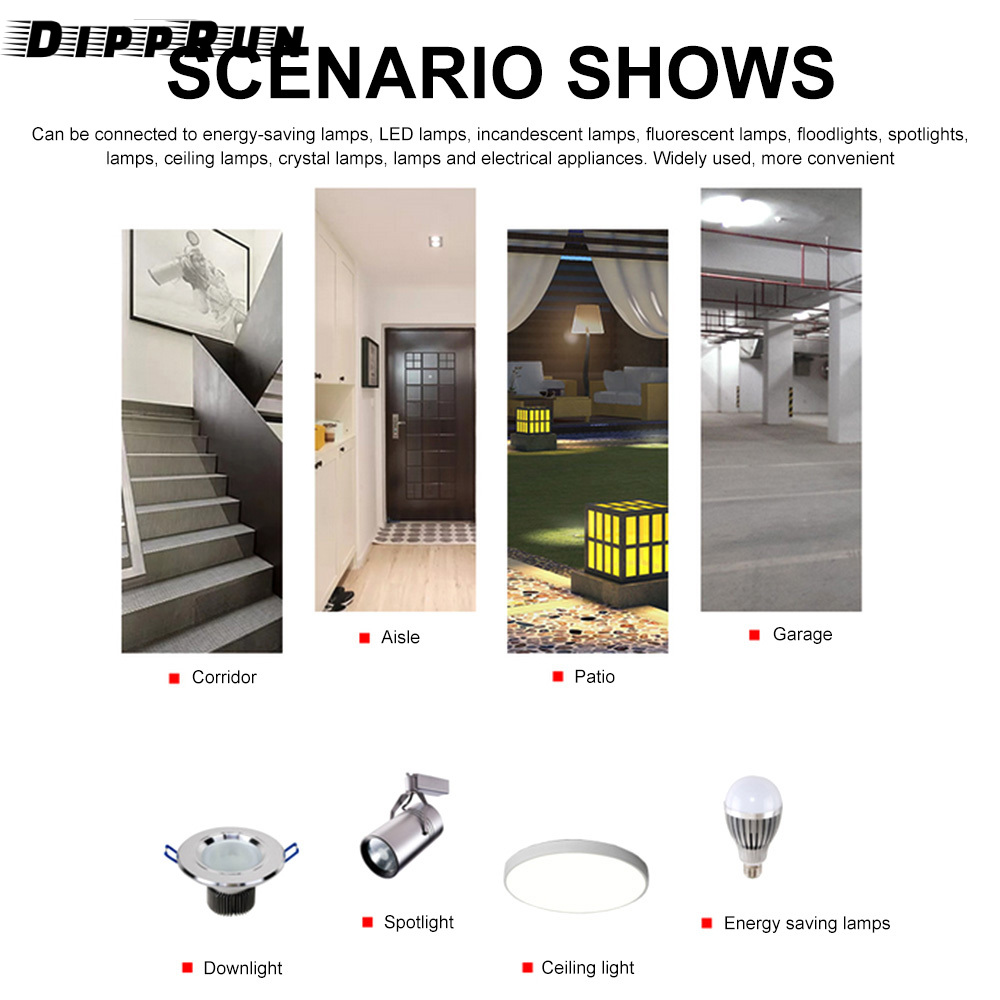 DIPPRUN 5.8G Microwave Radar Sensor Switch DIP 220-240V 360 Degree Microwave Sensor High Sensitivity Long Distance Microwave Detector Switch