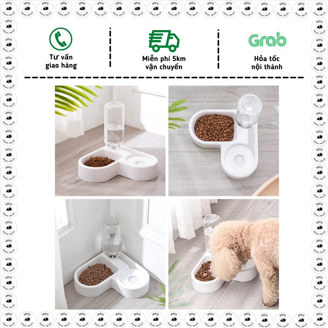 Bát ăn đôi kèm Bình Nước Tự Động cho chó mèo